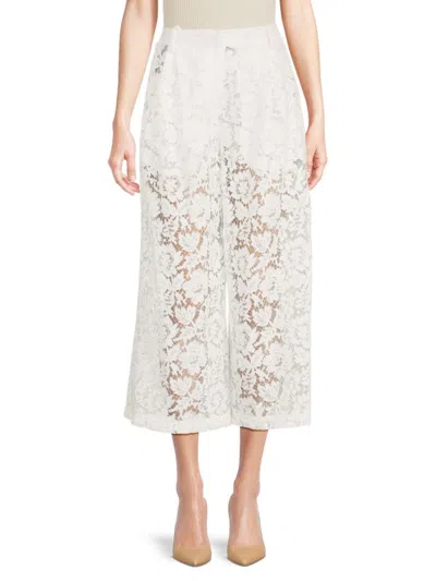 Valentino Women's Sheer Lace Cropped Pants In Avorio