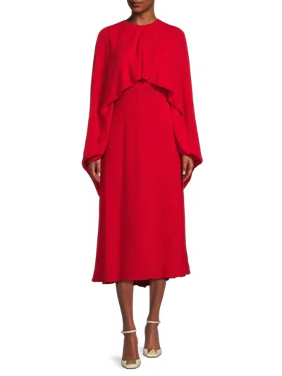 Valentino Women's Silk Batwing Sleeve Midi Dress In Red
