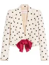Valentino Bow-embellished Polka-dot Silk-shantung Jacket In Multicolor
