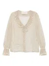 Valentino Lace-trimmed Ruffled Polka-dot Silk-chiffon Blouse
