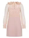 Valentino Peter Pan Collared Ruffle Bib Mini Dress In Pink & Purple