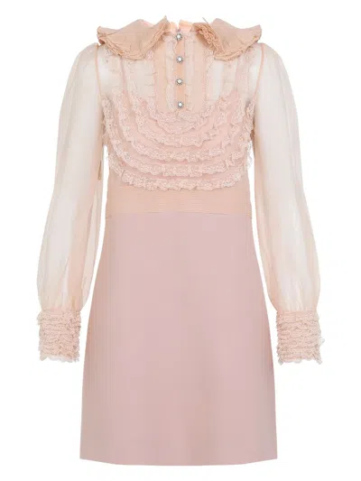 VALENTINO WOMEN'S EMBROIDERED CREPE COUTURE SHORT DRESS