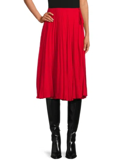 Valentino Women's Silk Pleated Midi-skirt In Red