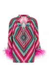 Valentino Geometric-print Feather-trim Shirt