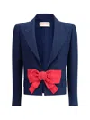 Valentino Tailored Bow-detail Jacket Crafted From Lightweight Viscose In Blue