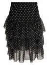 Valentino Layered High-waisted Skirts With Polka Dot Pattern In Black