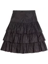 Valentino Ruffled Taffeta Skirt Woman Black 42 In Black