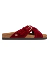Valentino Garavani Fussfriend Velvet Slide Sandal 30mm In Cherry
