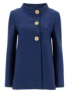 Valentino Slim Indigo Silk Jacket With Golden Buttons In Blue