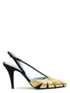 Valentino Foliefoliage 90 Suede Slingback Pumps In Nerogold