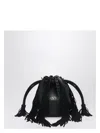 Valentino Vlogo Plaque Fringed Shoulder Bag In Nero