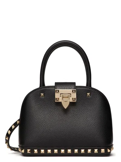 Valentino Garavani Garavani Rockstud Small Handbag In Grainy Calfskin Woman Black Uni