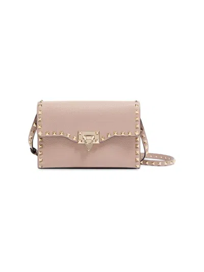Valentino Garavani Small Rockstud Grainy Calfskin Crossbody Bag Woman Poudre Uni