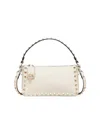 Valentino Garavani Women's Small Rockstud Grainy Calfskin Crossbody Bag In White