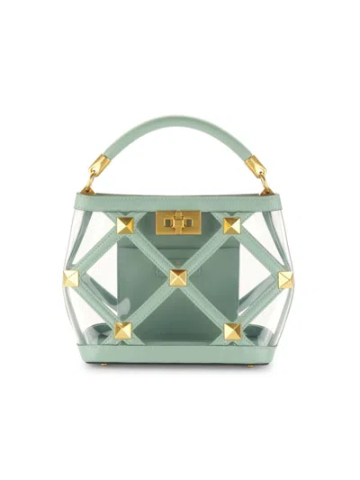 Valentino Garavani Women's Small Rockstud Leather See-through Bucket Bag In Transparent Mint