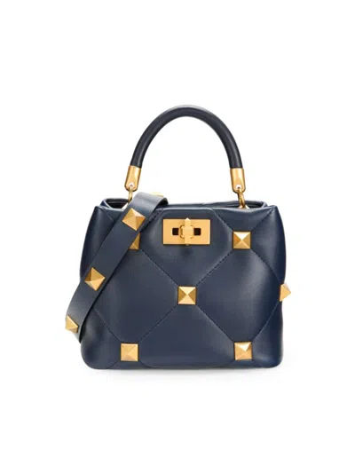 Valentino Garavani Women's Small Rockstud Leather Top Handle Bag In Marine Blue