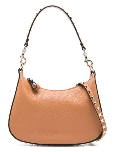 Valentino Garavani Women's Small Rockstud Shoulder Bag In Leather Brown