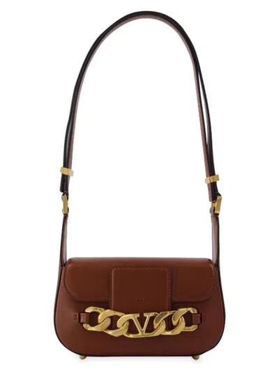 Valentino Garavani Women's Small Shoulder Bag Vlogo Chain Vit. Dauphine/a. Brass Morsetto In Brown