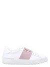 Valentino Open Two-tone Leather Sneakers In Bianco,water Rose