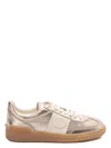 Valentino Garavani Upvillage Panelled Metallic Leather Sneakers In Platino