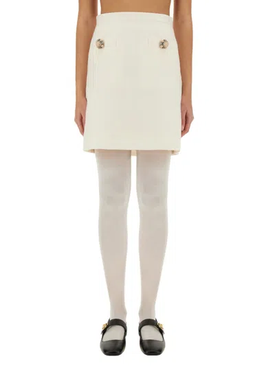 Valentino Women Solid Crepe Couture Skirt In White