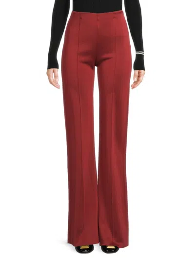 Valentino Women's Solid Straight-leg Pants In Dark Red