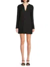 Valentino Women's Split-neck Wool-silk Minidress In Black