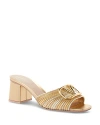 VALENTINO GARAVANI WOMEN'S SQUARE TOE LOGO HIGH HEEL SANDALS