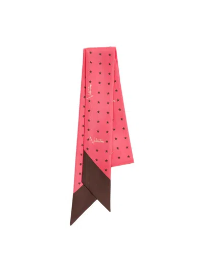 Valentino Stelline E Firma Starry Silk Bandeau Scarf In Pink