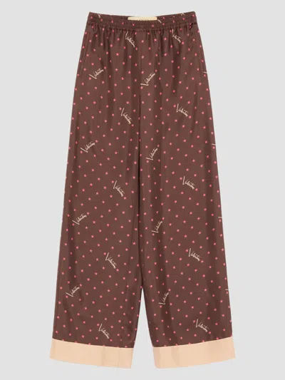 Valentino Women's Stelline Firma Starry Twill Pants In Chocolate Beige