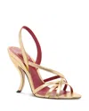 Valentino Garavani Fetishique Sandal In Laminated Nappa 105mm Woman Antique Brass 40 In Gold