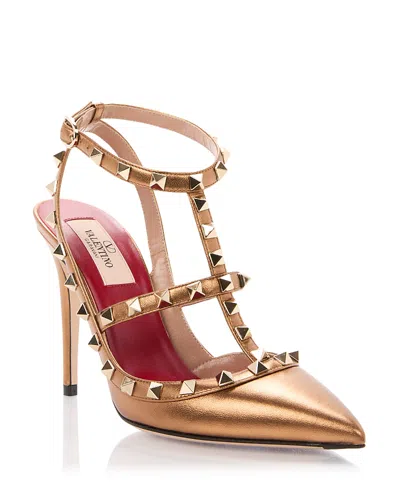 Valentino Garavani Women's Strappy Studded Pumps In Brown