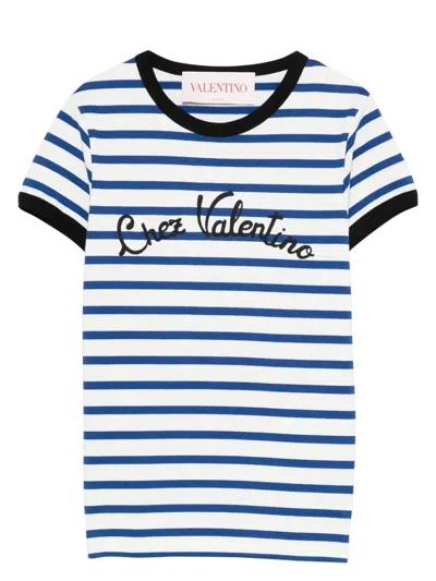 VALENTINO WOMEN'S STRIPED COTTON JERSEY TSHIRT