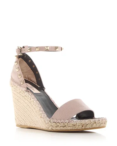 VALENTINO GARAVANI WOMEN'S STUDDED ANKLE STRAP ESPADRILLE WEDGE SANDALS