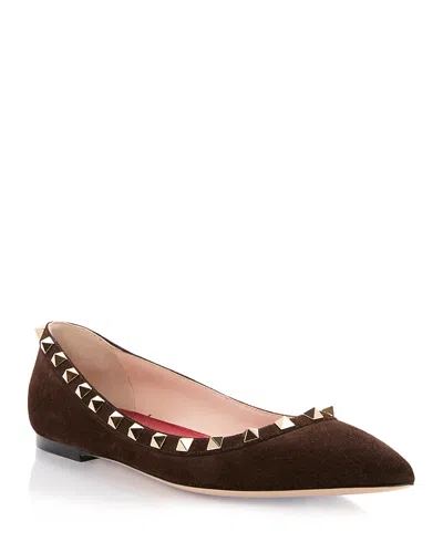 Valentino Garavani Women's Studded Ballet Flats In Brown
