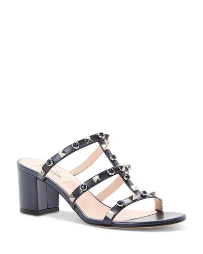 Valentino Garavani Women's Studded Slide Sandals In Blue