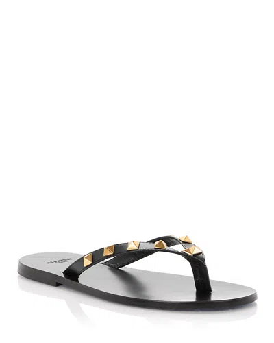 Valentino Garavani Women's Studded Thong Sandals In Black