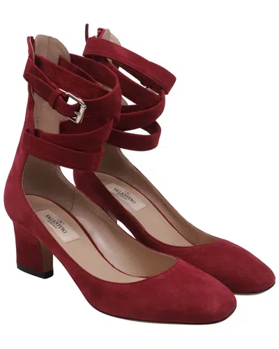 Pre-owned Valentino Garavani Valentino Women's Suede Buckle Strap Court Ankle Strap Pump (authentic Pre-loved)