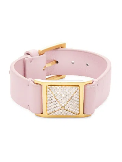 Valentino Garavani Women's Swarovski Crystal & Leather Buckle Bracelet In Purple