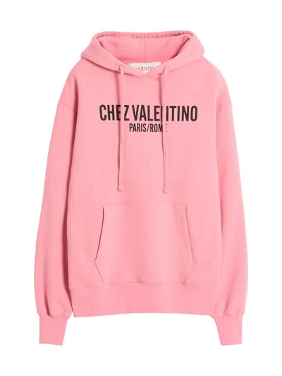 Valentino Women's Sweatshirt In Jersey Cotton Sweatshirt With Chez  Print In Pink