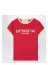 Valentino Crew Neck Cotton Jersey T-shirt With Contrasting Trims In Red