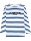 Valentino Long Sleeve Cotton T-shirt With Striped Pattern In Multi