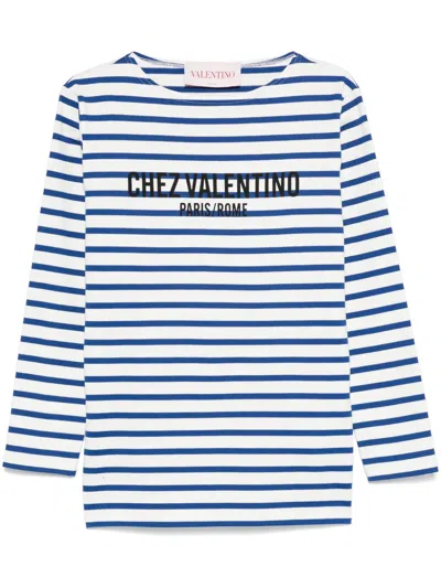 Valentino Cotton Long Sleeve T-shirt With Print In White