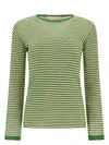 Valentino Striped Silk Knit Long-sleeve Sweater In Green