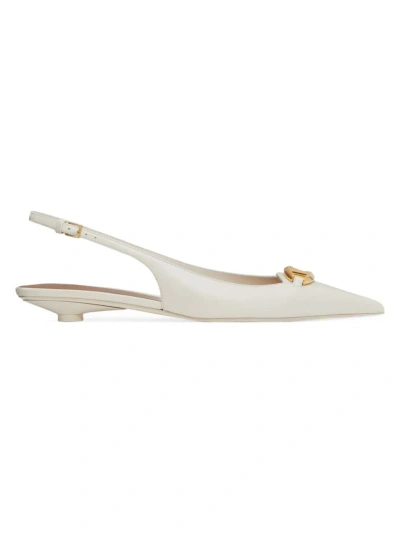 Valentino Garavani The Bold Edition Vlogo Calfskin Slingback Ballerinas 20mm Woman Ivory 41