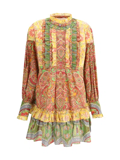 Valentino Kurzes Kleid Aus Voyage Imaginaire Kaschmir-musselin Frau Multicolor 44