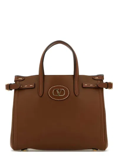 VALENTINO GARAVANI WOMEN'S TOBACCO LEATHER SMALL ANTIBES TOTE BAG