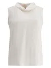 Valentino Draped Neckline Sleeveless Top In White