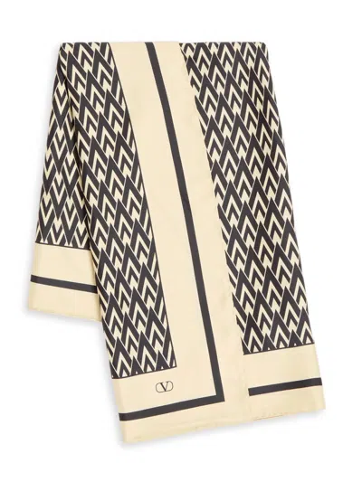 Valentino Toute La V Silk Scarf In Black