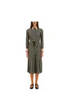 Valentino Toute La V Twill Midi Dress In Black
